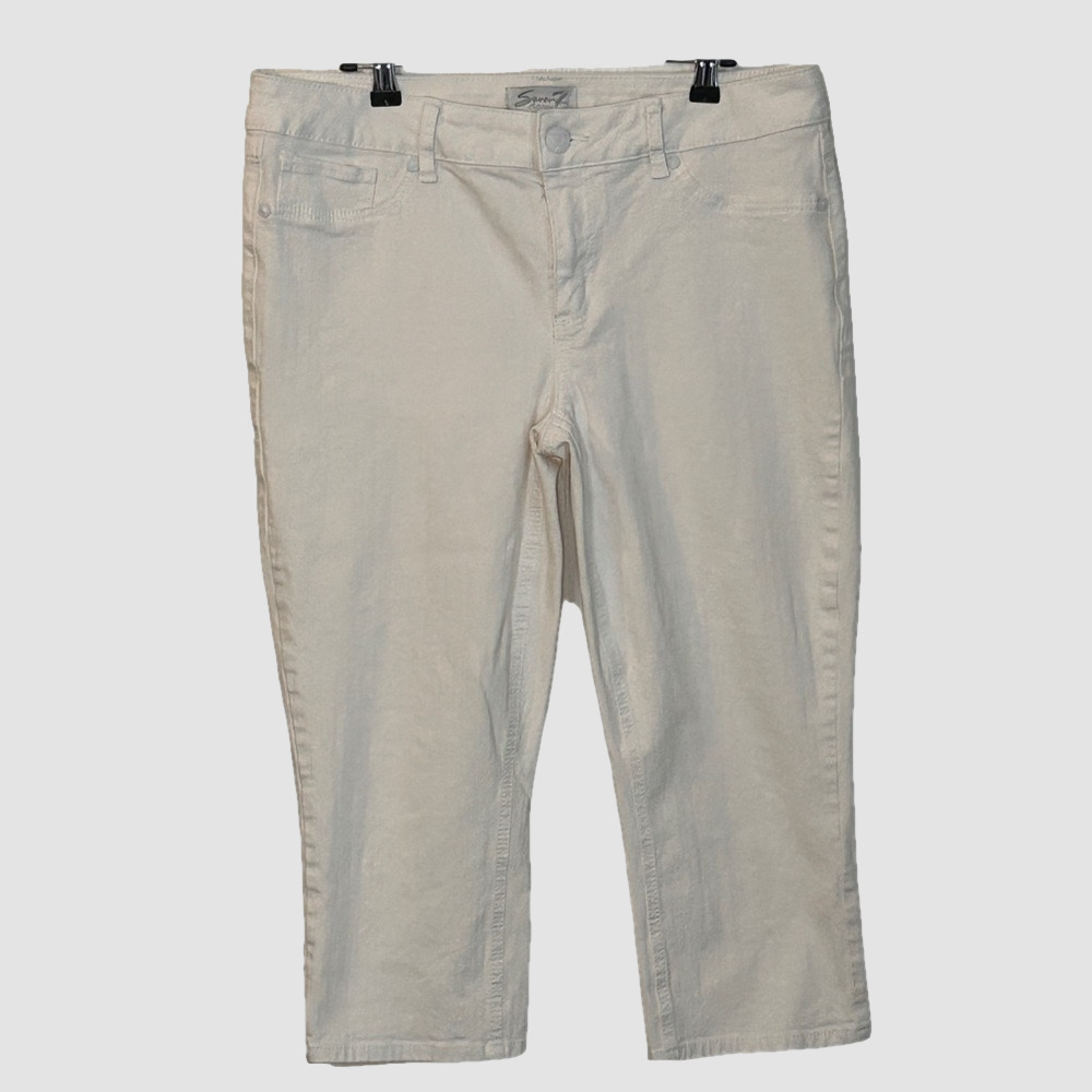 Seven7 Mid-Rise White Skinny Crop Jeans 14